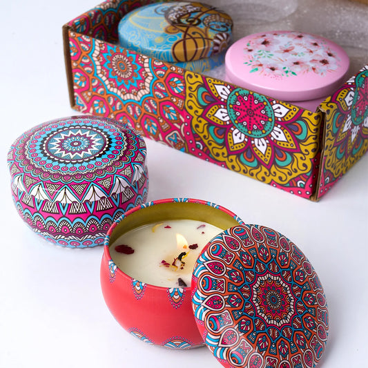 Owlight Bougie Parfumée Vintage en Boîte Métallique Décorée